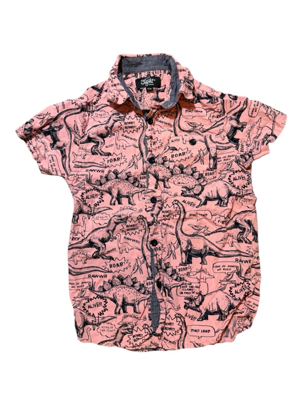 Peach Boy’s Dinosaur Button Down 5/6 Boy’s Tee by Eighty Eight Brand